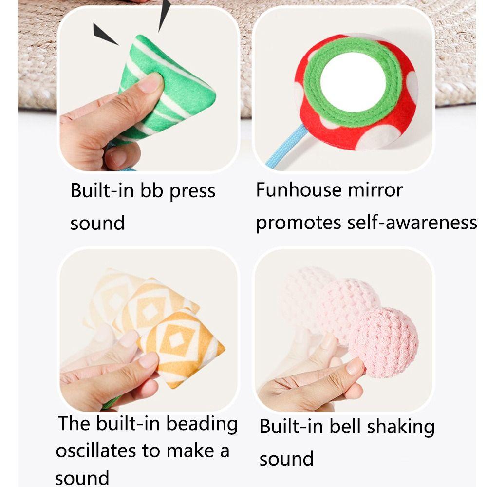 Distorting Mirror Plush Stuffed Sensory Toy with Clamp Stroller Hanging Ornaments  Toddlers