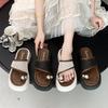 Toe slippers women's outer wear 2025 summer new retro fashion small thick heel French cool slippers