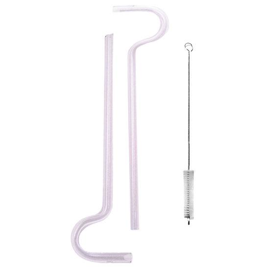 

2 шт./набор соломинок из цветного стекла, повторно используемых с кисточкой, новая прочная съемная пробка, питьевая вода, тонкая работа, против морщин на губах, соломинки, аксессуары для бара розовый