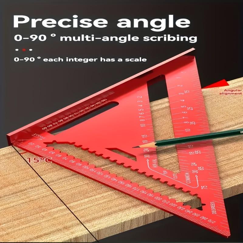 Precision aluminum square - red triangular woodworking ruler, home decoration and design projects
