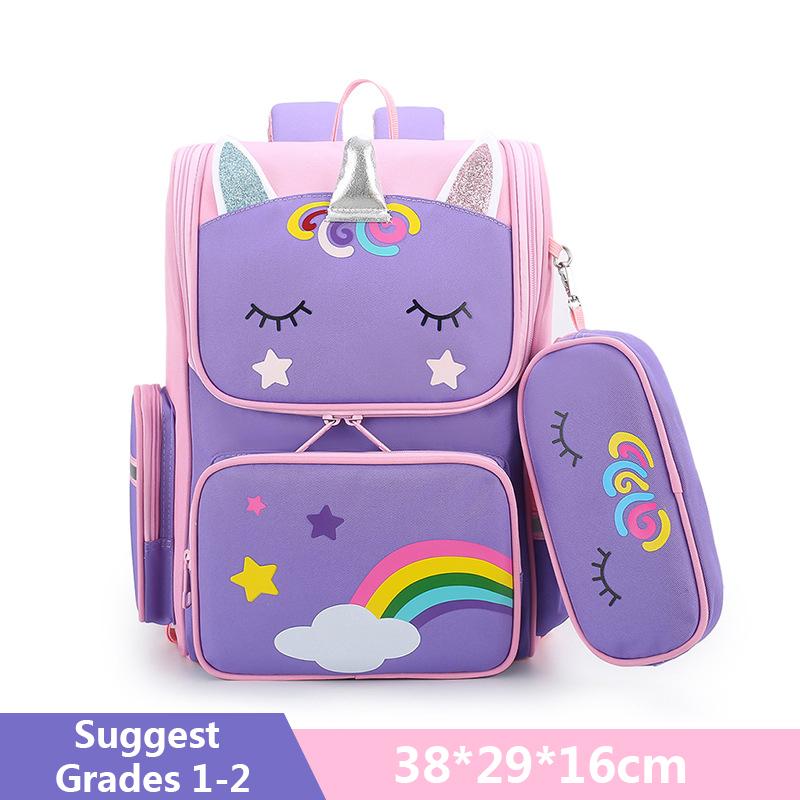 

Мультфільм єдиноріг студент діти шкільні сумки дівчаток милі діти рюкзак легкий водонепроникний шкільний рюкзак з пеналом
