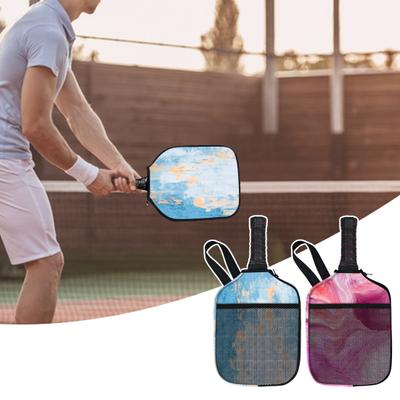 Pickleball Paddle Bag with Lanyard Smooth Zipper Portable Multifunctional Storage Bag with Front Mesh Bag Neoprene Material Table Tennis Bat