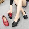 New Spring and Autumn Shoes Comfortable and Non-slip Women's Single Shoes Women's Soft-soled Doudou Shoes Red Flat Leather Shoes