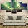 5 Pieces Canvas Wall Arts Poster Paiting Nature Northern Lights Aurora Borealis Wallpaper Home Decor Picture Printing Artwork