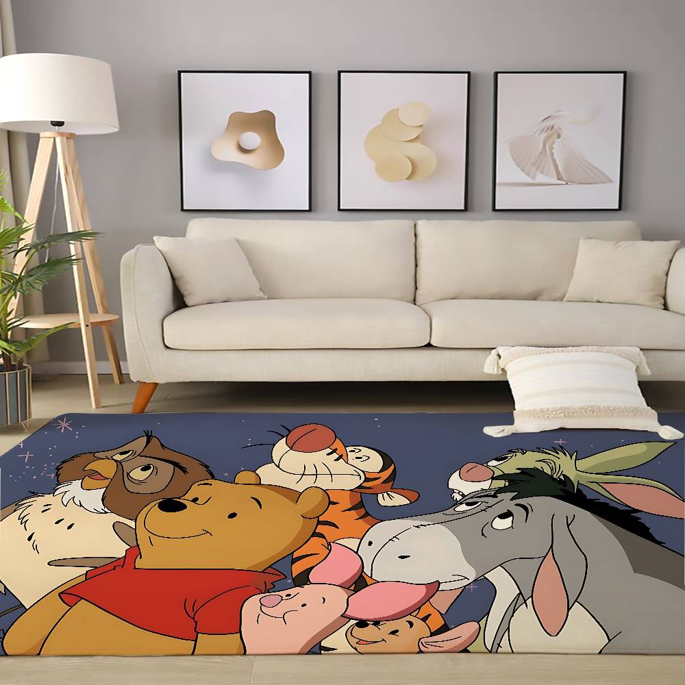 Cute W-Winnies-the-Poohs Floor Mats Home Laundry Rug Carpet For Living Room Decor Lounge Area Anti-slip Foot Mat Entrance