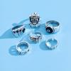 Metal Finger Rings Men'S 6 Piece Set Skull Ghost Claw Poker Clown Number 8 Round 6 Piece Set