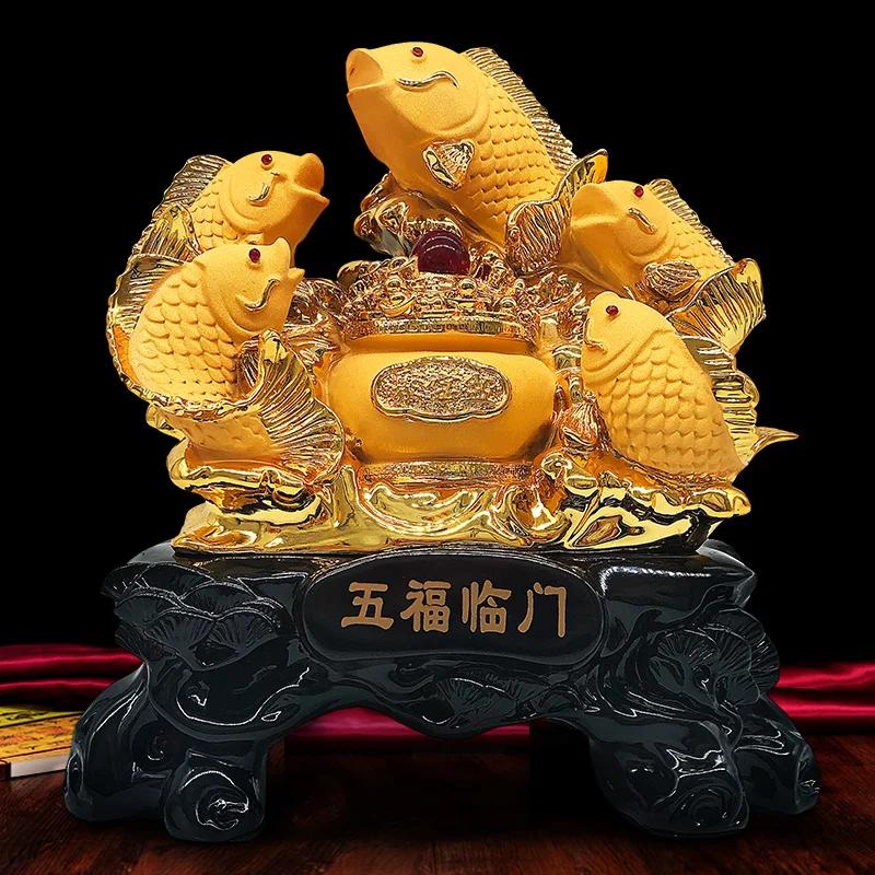 Harz Goldener Drachenfisch Dekoration, Wohnzimmer, TV Weinschrank, Eröffnung, Einweihung, Neues Zuhause, Geschenk Handwerk Heimdekoration