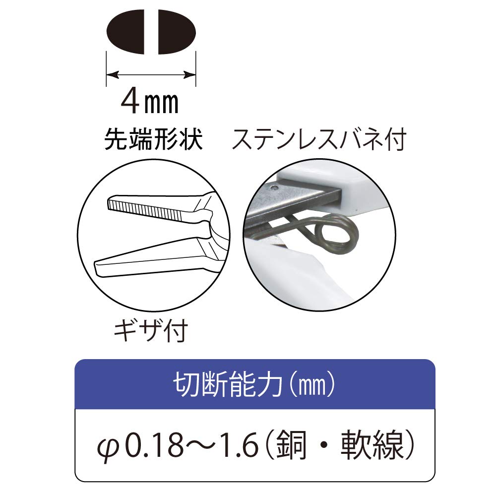 TOP Mini Radio 4mm Cuts Wire Stainless Made in Japan Pliers, Tip, Non-serrated, Spring-Loaded, 0.18-1.6mm, Steel, PK-115, Tsubame-Sanjo,