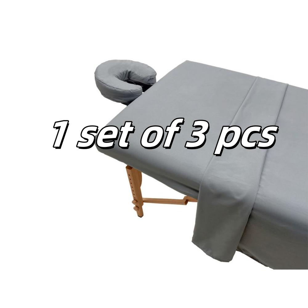 3pcs/Set Microfiber Massage Table Sheet Set Premium Salon SPA Bed Cover Unscented Flat Fitted Sheet Kit With Face Cradle Cover
