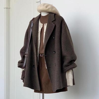 Suit Woolen Coat Women's Short Winter New Woolen Jacket Winter Button Up Blazer