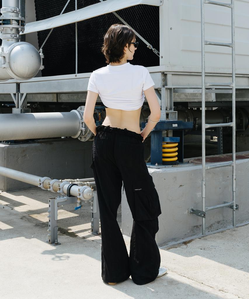 THREE TO EIGHTY Lace Rolled Cargo Pants Black