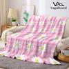 Pink Gingham Daisy Flannel Blanket Warm Soft Halloween Christmas Decorative Couch Warm Cozy All-Season Gift
