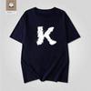 Artistic Letter K Printed White Short Sleeved Unisexs And Unisexs American Street Loose Pure Cotton Personalized Simple Tshirt