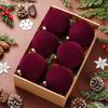 6pcs 5cm Velvet Christmas Tree Ornaments Plush Flocked Hanging Balls for Holiday Decor, Christmas Decoration Xmas Clearance