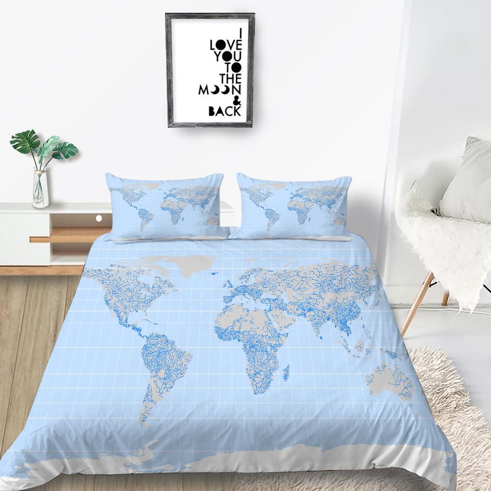 Neue Mode Bettbezug Karte Quilt Abdeckung King Size Bettwäsche Hause Bettwäsche Einzigartige Design Teen Kinder Welt Bettwäsche Abdeckung set