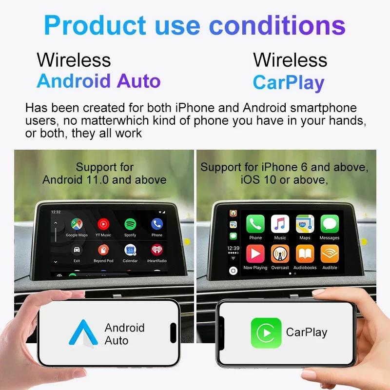 Carplay Android Auto Wireless Adapter 2 in 1 Carplay Adapter for OEM Car Stereo with USB Plug and Play Wired To Wireless