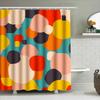 Modern Colorful Bathroom Shower Curtain Abstract Round Design In Red, Yellow, Blue Black For Home Decor