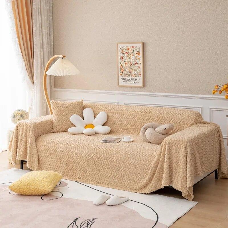 Thick Super Soft Velvet Sofa Cover Solid Color Plush Sofa Blanket Large Size Full Cover Sofa Towel Anti-cat Scratch Couch Covers