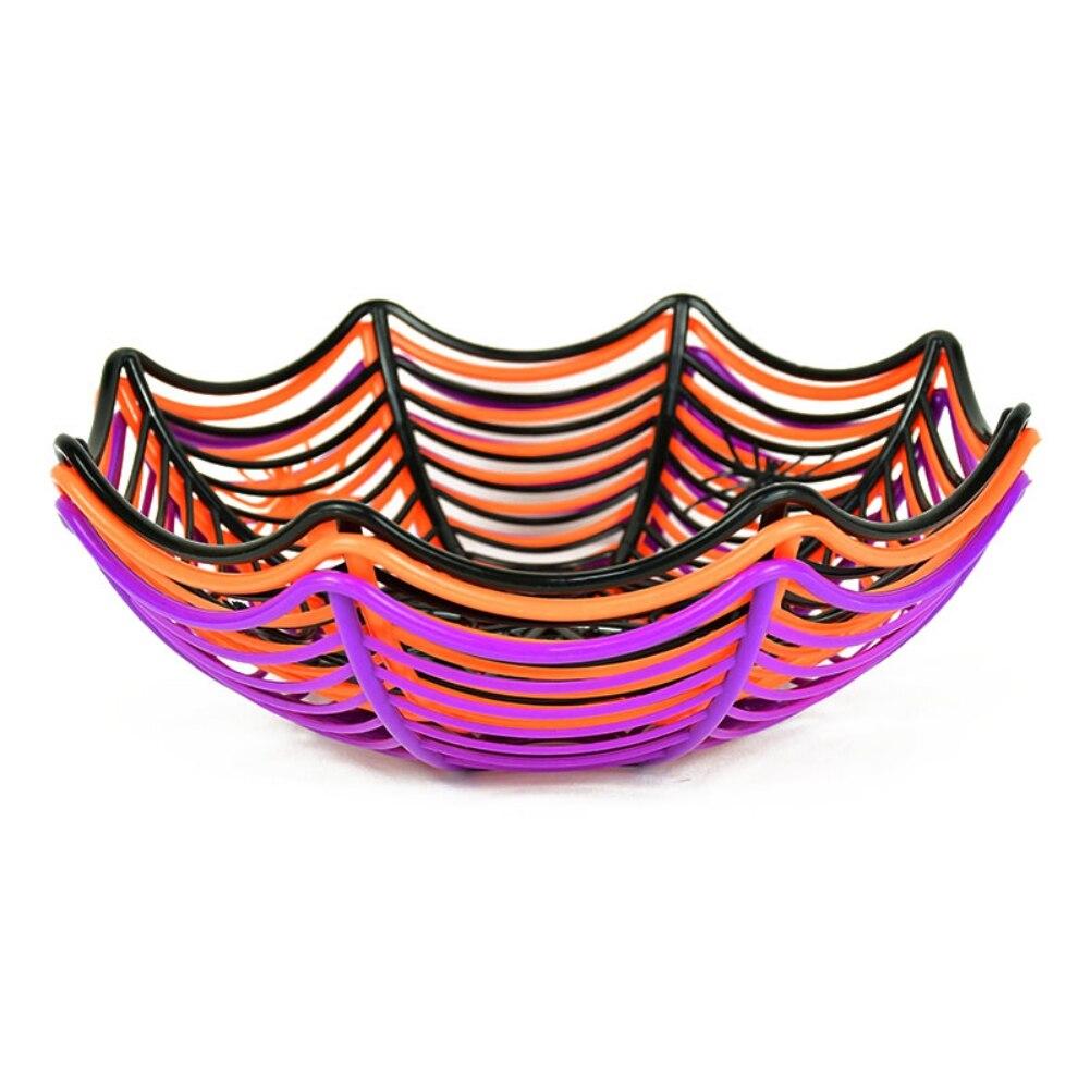 Halloween Decorative Spider Web Candy Fruit Bowl Halloween Spider Web Food Storage Basket Holloween Supply Spider Web Candy Bowl