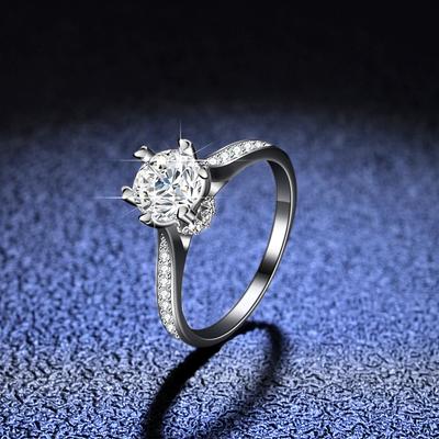 D-Farbe Moissanit-Diamantring für Frauen, Sterlingsilber, ein Karat, heißer Verkauf, Sechs-Klauen-Ring, Ehering, Vorschlag, Diamantring, Geschenk für Freundin