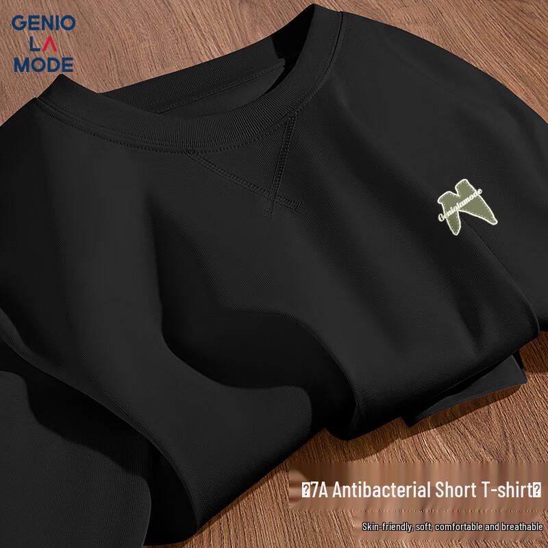 GENIOLAMODE Men s 7A Antibacterial Printed Crew Neck T-Shirt M