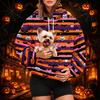 Women's Fashion Halloween Print Hoodie with Pet Pocket, Casual Pullover Sweatshirt for Fall