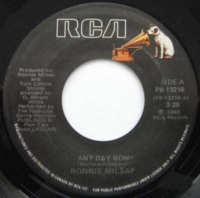 7inch Record RONNIE MILSAP - Any Day Now PB13216 RCA 1982 Canada Rock Used