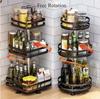 360°Rotating Kitchen Spice Rack Round Storage Container Non-Skid 2 Tier Turntable Organizer Storage Tray Cosmetics Organizer