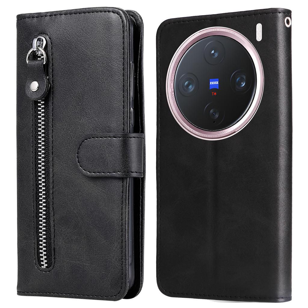 For vivo X200 Pro mini 5G Case Zipper Wallet Calf Texture PU Leather Phone Cover