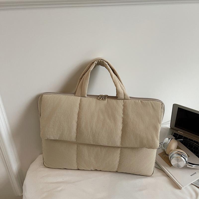 Korean version of large capacity cotton laptop bag simple casual padded clothing bag fashion trend work commuting tote bag