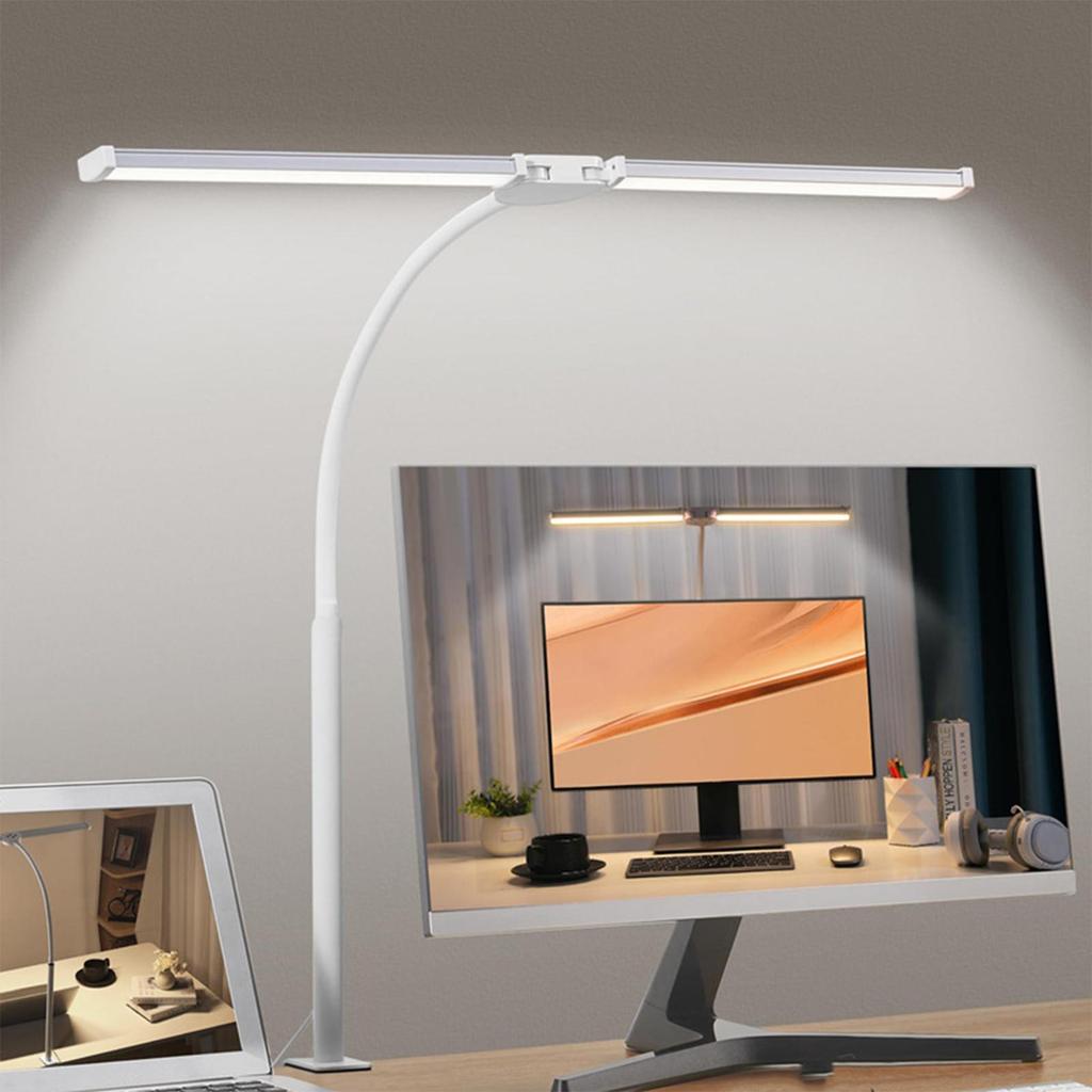 LED desk lamp desktop office gooseneck double head clip desk lamp study reading eye protection