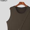 INCERUN Men Sleeveless Irregular Hem Splits Casual Long Tank Tops