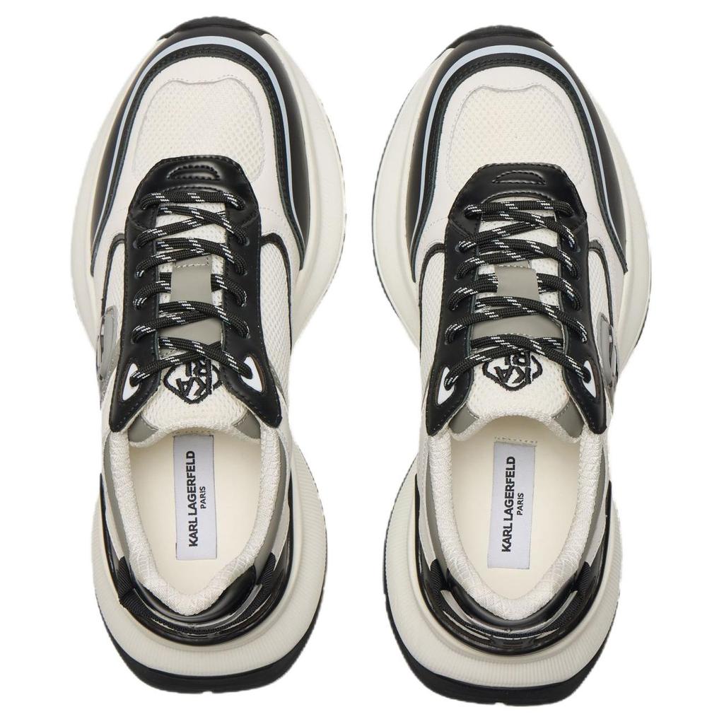 Karl Lagerfeld Outdoor Sports Fashion Versatile Ikonik Fabric Leather Round Toe Lace-Up Low-Top Dad Sneakers Men Sneakers Black White P2SC4501998