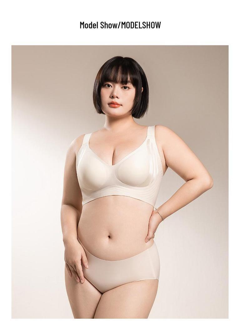 Seamless V-Neck Minimizer Bra: Wide-Strap, Plus-Size, Jelly EF Cup