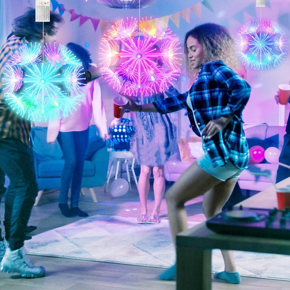 19LED Solar Ground Pendant Lamps 8 Modes Starburst Lamp LED Hanging Chandeliers  Christmas