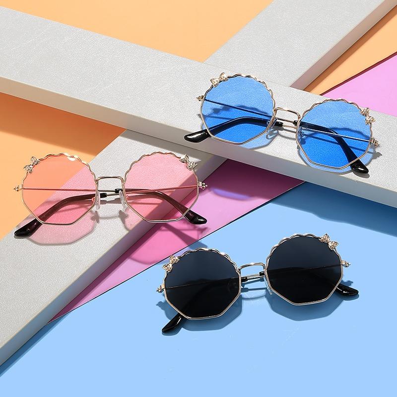 Bowknot Metal Frame Sun Glasses for Boys Girls Polygon Trend Children's Sun Glasses Trendy Fashion Sunglasses UV400 Eyewear