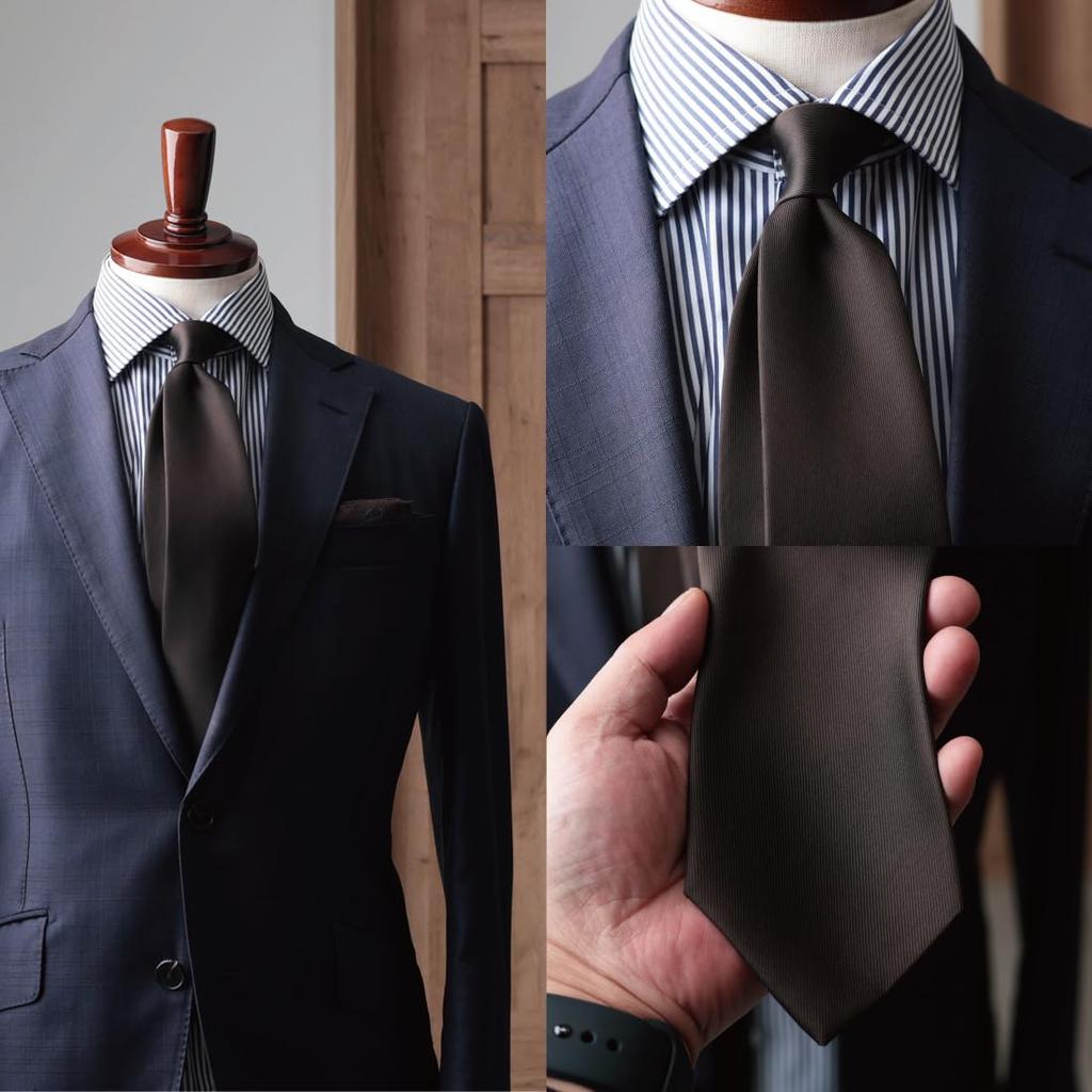 [Y&TAILOR] Premium Silk 100% Twill Solid Color Tie, High Quality, Kyoto Tango-made, Stylish Brand, Made In Japan (Dark Brown)