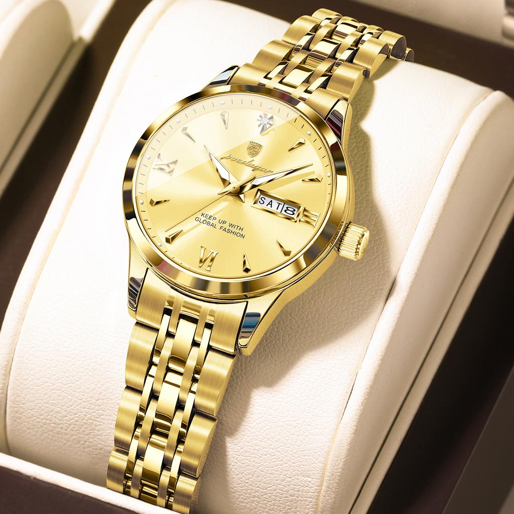 504 Luxury Alloy Case Stainless Steel Strap Waterproof Luminous Lady Watch
