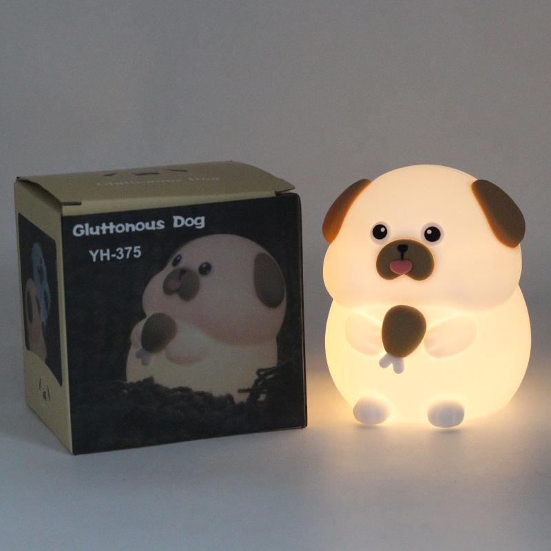 Жадный пес Силиконовый ночник - Семицветная прикроватная лампа для защиты глаз детей 1w