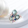 Geometric Cut Light Green Zircon Large Rings for Women Luxury Texture Jewelry AVE