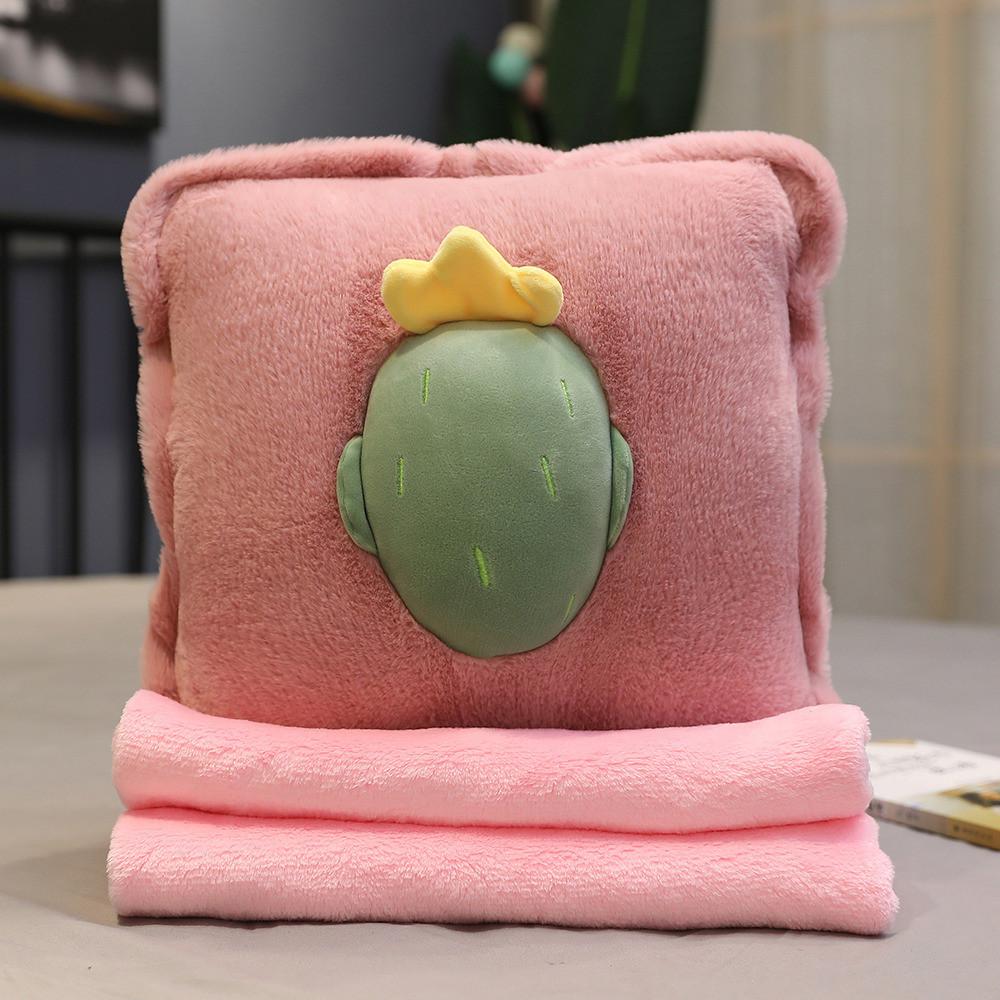 3in1 Fruit Pattern Pillow Blanket Carrot Cactus Pineapple Plush Toy Decoration