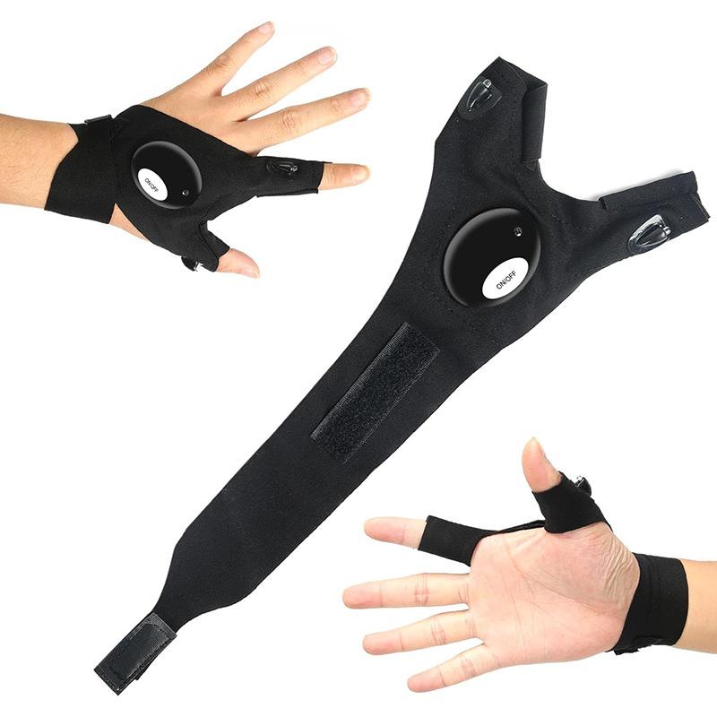 LED Night Fishing Half-finger Gloves, Breathable Three-finger Outdoor Lighting Repair Gloves