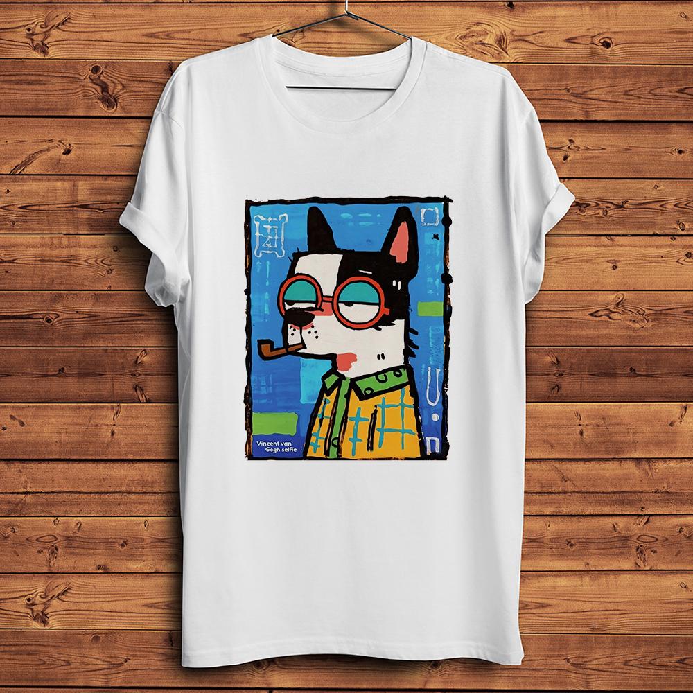 Funny French Bulldog SelfieVincent Van Gogh Selfportrait Style Artistic TshirtCasual Unisex TeeBreathable Print Nocracking S