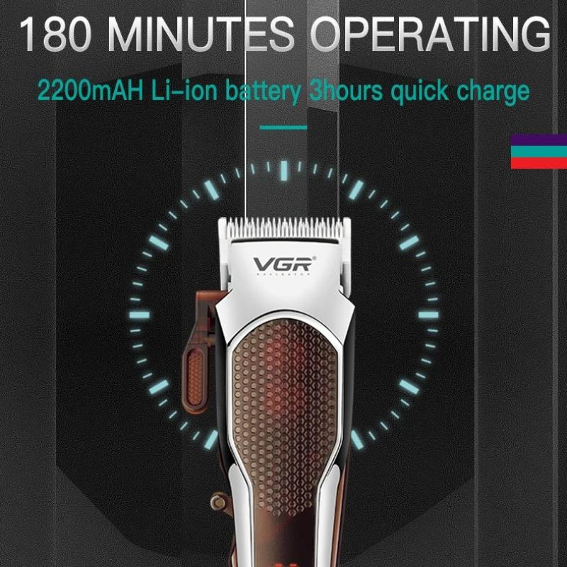 New VGR Cordless Hair Trimmer Professional Rechargeable Electric Barber Hair Clipper with LED Display Shaver Men's Hair Clipper Shape Carving V-189