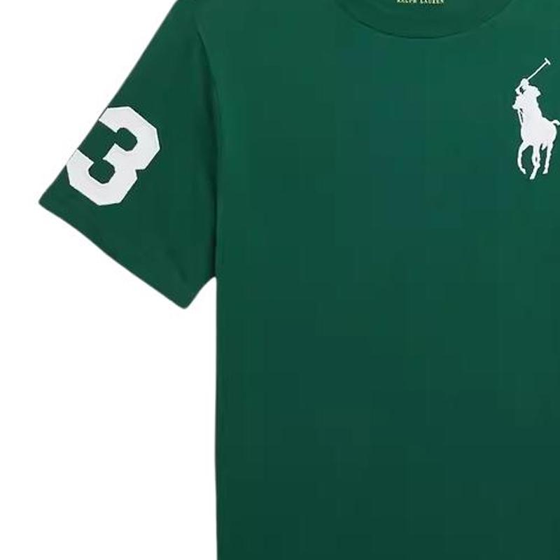 Polo Ralph Lauren T-Shirt Ss24 Digital Patch Plain Knit Crew Neck Short Sleeve New Forest Green Kids Tops CWPOTSHY8020828-300