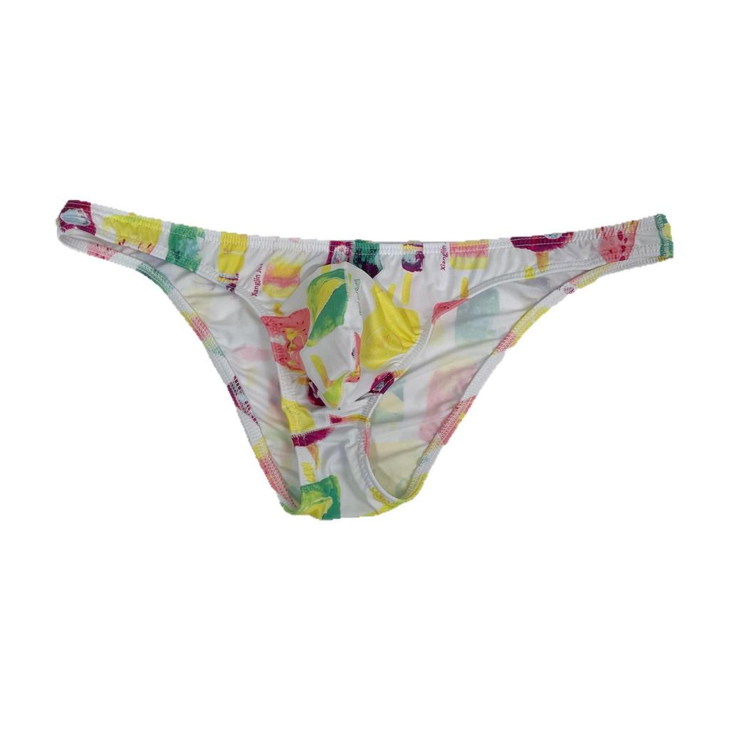 Men's Summer Cool Breathable Low-Rise Bikini Briefs - Sweat-Free & Comfortable, Printed Design.