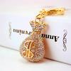 Elegante Portachiavi Pendente Sacchetto Portafortuna in Cristallo con Diamanti Incastonati - Accessorio e Regalo da Donna