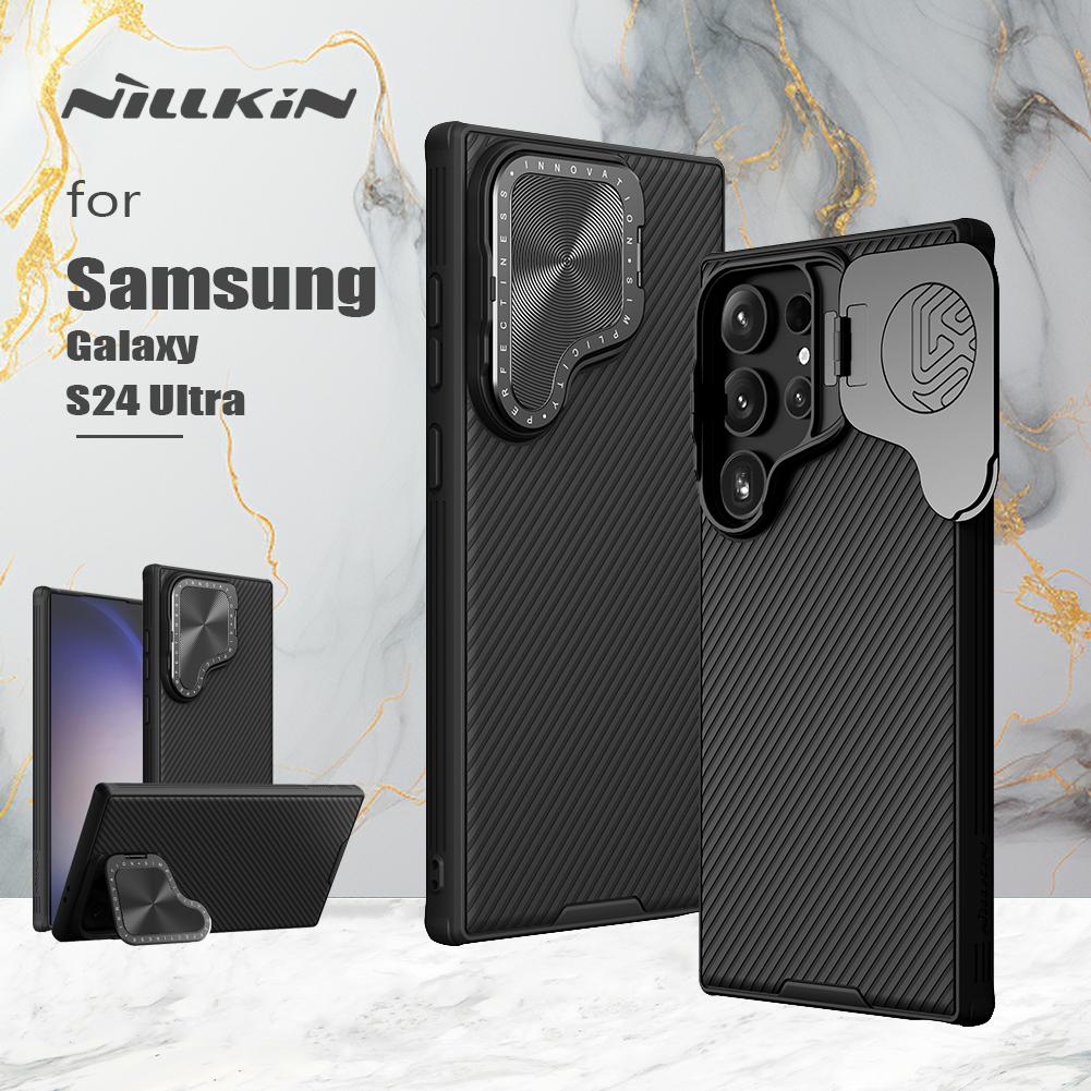 For Samsung Galaxy S24 Ultra 5G Nillkin Case Camera Protector with Stand Camshield Prop Lens 360 Back Cover Protection