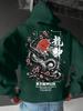 Japanese Dragon God Hoodie, Ukiyo-e Dragon Sakura Art Back Print Pullover Sweatshirt, Unisex Casual Streetwear Long Sleeve Hooded Tops for Men Women