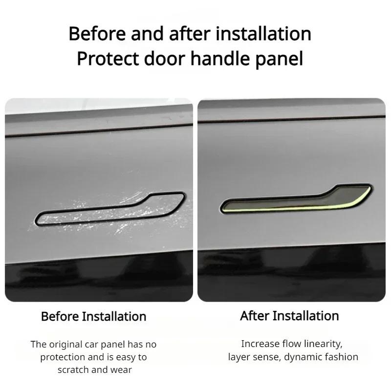 Luminous Door Handle Sticker for Tesla Model 3/Y/YL Highland Juniper Protective Invisible Protector Film 4PCS Car Accessories